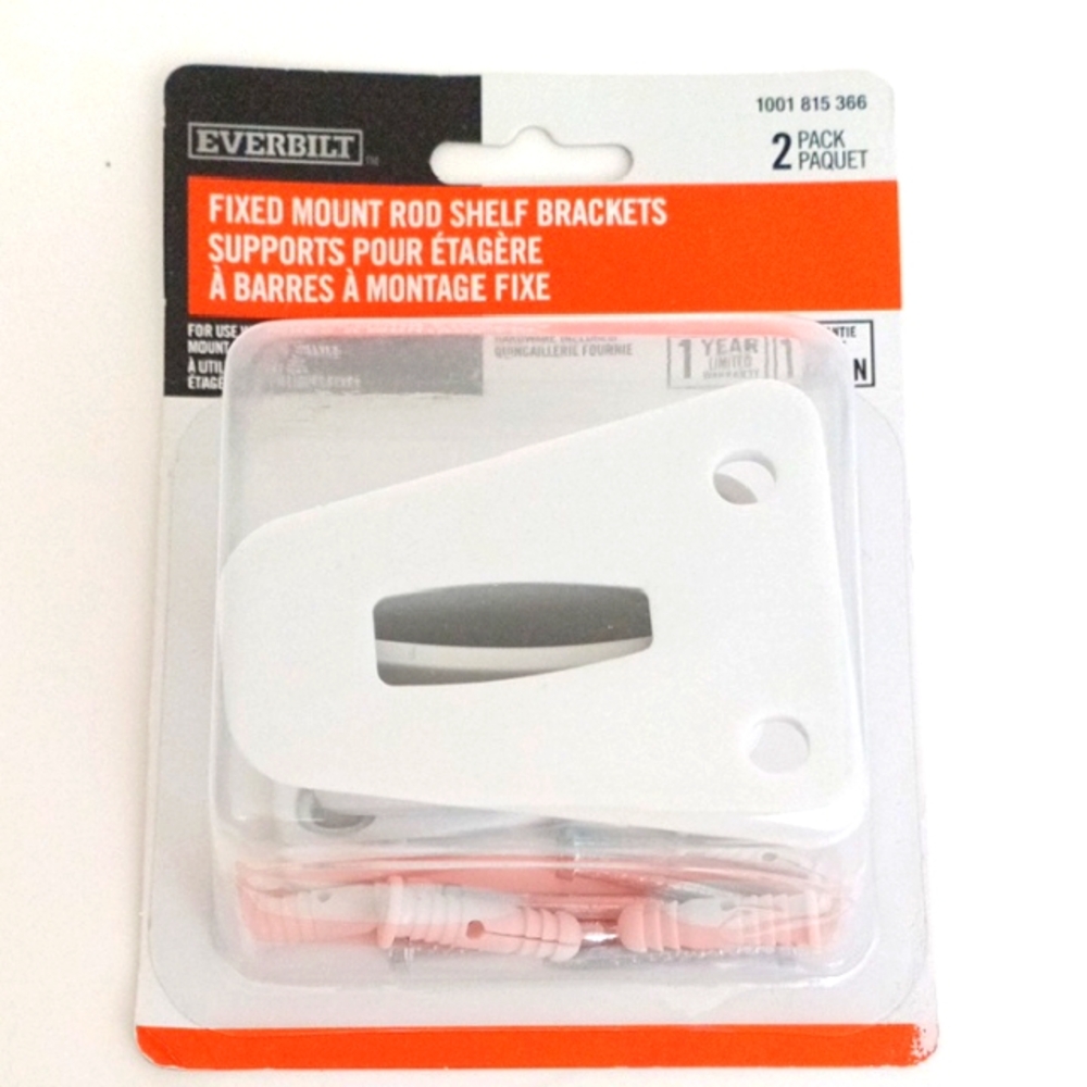 Everbilt White Fixed Mount Rod Shelf Brackets Supports With Pins & Anchors